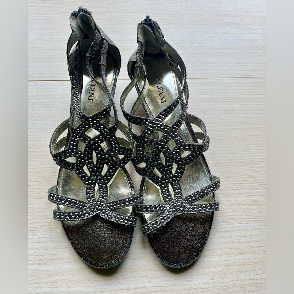Alfani Bronze Embellished Sandals 7 new